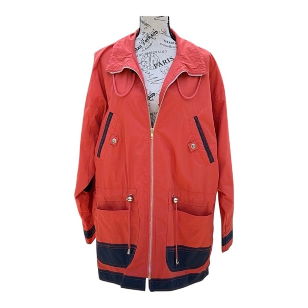 /Braetan Rain Windbreaker Jacket Long Sleeve Front Zippered Orange spring L